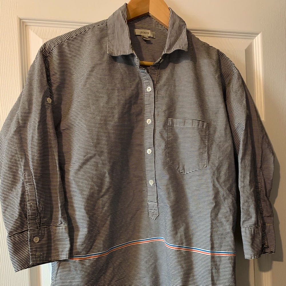 J. Crew striped 1/2 button and 3/4 sleeve shirt
